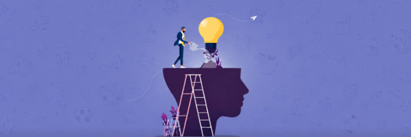 Image of man watering a mind with a bulb
